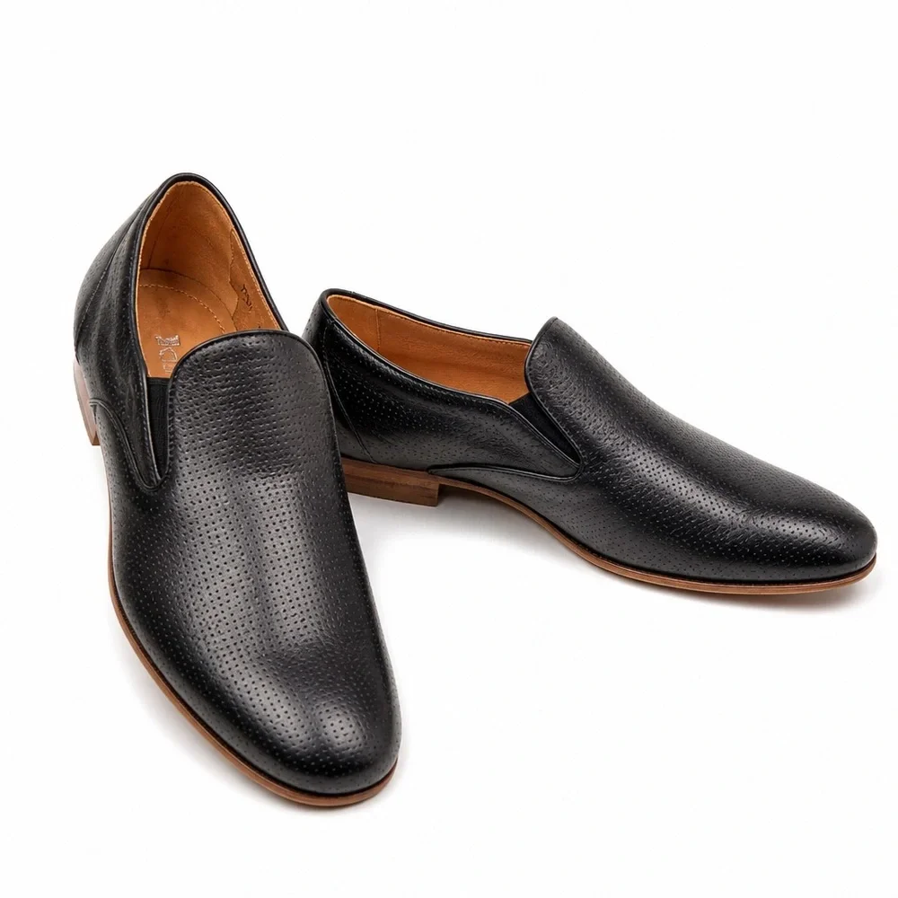 BALDININI Classic Black Soft Leather Comfort Slip-On Dress Shoes - Men's